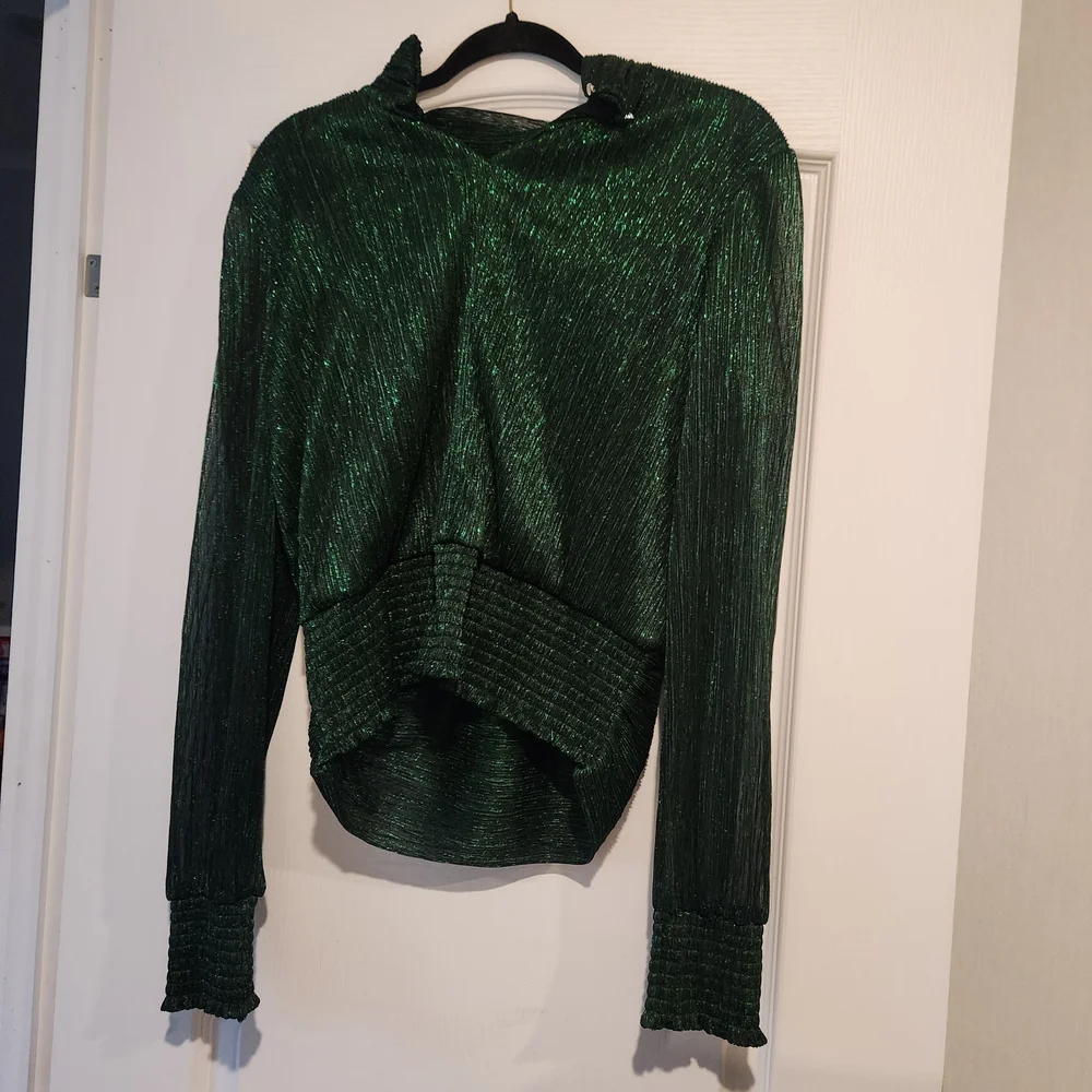 Bailey 44 Green Shimmer Blouse Size L Euc - Picture 3 of 4